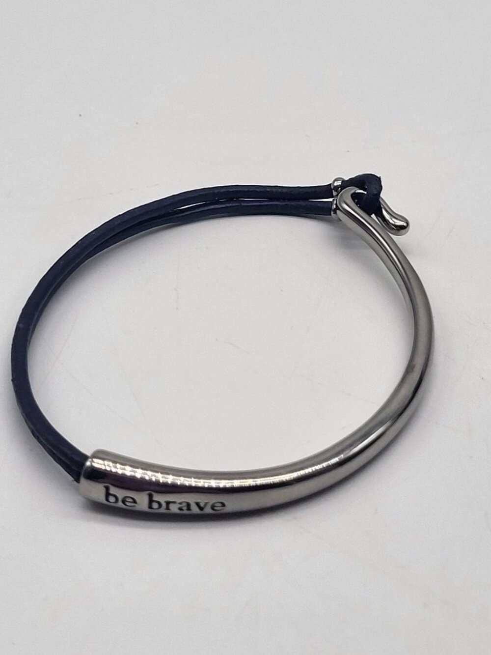 Bravelets "BE BRAVE" Stainless Steel Purple Leather Bracelet Awareness Cause - Picture 2 of 5